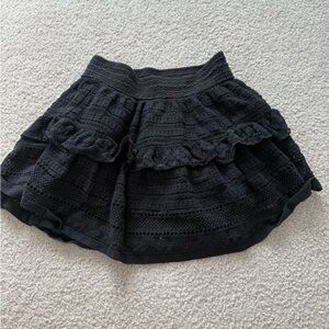 Aerie Black Textured Skater Skirt